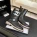 Chanel 26AW Square‑Toe CC Logo Chunky Heel Ankle Boots #B68476