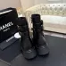 Chanel 26AW Square‑Toe Chain Chunky Heel Combat Boots #B68472