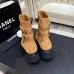 Chanel 26AW Square‑Toe Chain Chunky Heel Combat Boots #B68473