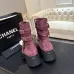 Chanel 26AW Square‑Toe Chain Chunky Heel Combat Boots #B68475