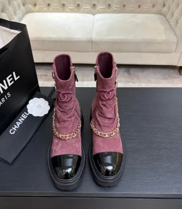 Chanel 26AW Square‑Toe Chain Chunky Heel Combat Boots #B68475