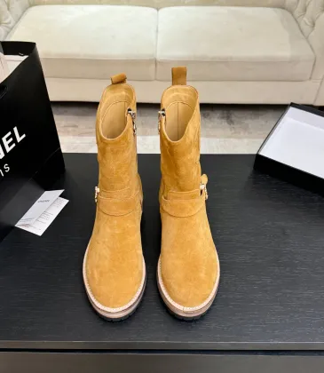 Chanel 26AW Suede Square‑Toe Buckle Ankle Boots #B68478