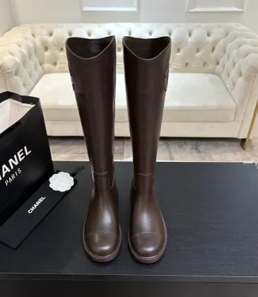 Chanel Classic Double‑C Suede Calfskin Knee‑High Riding Boots #B68368
