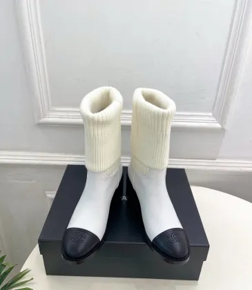 Chanel Double‑C Color Block Sock Ankle Boots 7.5cm Heel #B68348