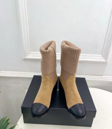 Chanel Double‑C Color Block Sock Ankle Boots 7.5cm Heel #B68349
