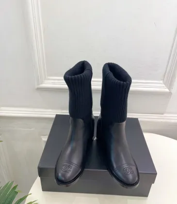 Chanel Double‑C Color Block Sock Ankle Boots 7.5cm Heel #B68350