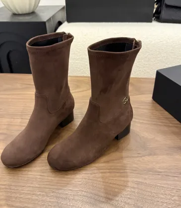 Chanel Stretch Suede Double‑C Side‑Zip Ankle Boots 5cm Heel #B68418