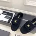 Chanel Double C Turnlock Shearling Lined Mule Slippers #B68351