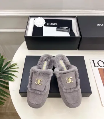 Chanel Double C Turnlock Shearling Lined Mule Slippers #B68353