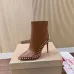 Christian Louboutin Tan Leather Studded Ankle Boots, Pointed Toe, 100mm Stiletto Heel, Red Sole #B69613