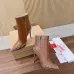 Christian Louboutin Tan Leather Studded Ankle Boots, Pointed Toe, 100mm Stiletto Heel, Red Sole #B69613