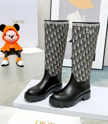 Dior 2026 AW Oblique Jacquard British‑Style Knee‑High Boots #B68346