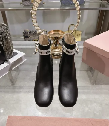 Dior J'ADIOR CD Logo Bow Chunky Heel Ankle Boots 8cm Heel #B68370