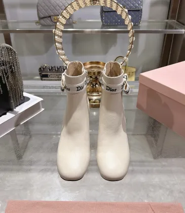 Dior J'ADIOR CD Logo Bow Chunky Heel Ankle Boots 8cm Heel #B68371