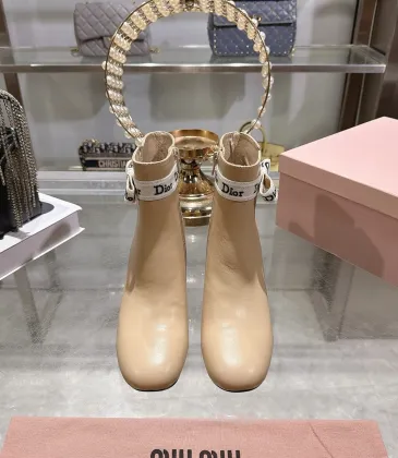 Dior J'ADIOR CD Logo Bow Chunky Heel Ankle Boots 8cm Heel #B68372