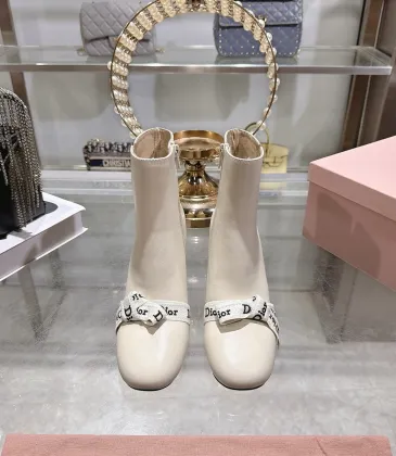 Dior J'ADIOR CD Logo Bow Chunky Heel Ankle Boots 8cm Heel #B68373