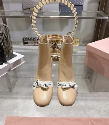 Dior J'ADIOR CD Logo Bow Chunky Heel Ankle Boots 8cm Heel #B68374