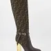 Fendi Women's Knee   High Boots  Iconic FF Monogram with Gold Heel Detail for Luxury Fashion Lovers #A56297