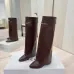 Givenchy Women’s Tan Leather Knee-High Boots with Gold Strap &amp; Pointed Toe #B69617