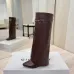 Givenchy Women’s Tan Leather Knee-High Boots with Gold Strap &amp; Pointed Toe #B69617