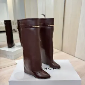 Givenchy Women’s Tan Leather Knee-High Boots with Gold Strap & Pointed Toe #B69617 Givenchy Women’s Tan Leather Knee-High Boots with Gold Strap & Pointed Toe #B69617
