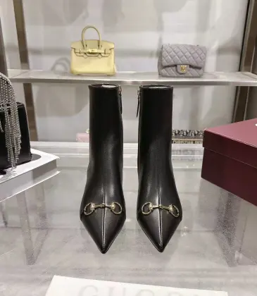 Gucci GG Metal‑Buckle Pointed‑Toe Stiletto Ankle Boots 5.5cm Heel #B68427