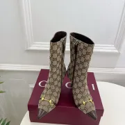 Gucci GG Monogram Pointed‑Toe High‑Heel Ankle Boots 8.5cm Heel #B68360