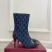 Gucci GG Monogram Pointed‑Toe High‑Heel Ankle Boots 8.5cm Heel #B68361
