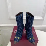 Gucci GG Monogram Pointed‑Toe High‑Heel Ankle Boots 8.5cm Heel #B68361