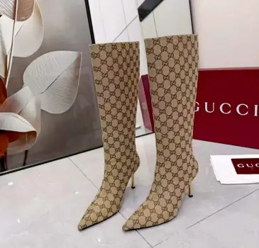 Brand G Women’s Knee-High Boots with GG Monogram Canvas, Pointed Toe, 10cm Stiletto Heel #B69629 Brand G Women’s Knee-High Boots with GG Monogram Canvas, Pointed Toe, 10cm Stiletto Heel #B69629