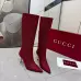 Gucci Women’s Red GG Canvas Knee-High Boots with Pointed Toe &amp; Metal Stiletto Heel #B69628