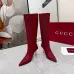 Gucci Women’s Red GG Canvas Knee-High Boots with Pointed Toe &amp; Metal Stiletto Heel #B69628