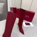 Gucci Women’s Red GG Canvas Knee-High Boots with Pointed Toe &amp; Metal Stiletto Heel #B69628