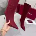 Gucci Women’s Red GG Canvas Knee-High Boots with Pointed Toe &amp; Metal Stiletto Heel #B69628