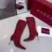 Gucci Women’s Red GG Canvas Knee-High Boots with Pointed Toe &amp; Metal Stiletto Heel #B69628