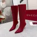 Gucci Women’s Red GG Canvas Knee-High Boots with Pointed Toe &amp; Metal Stiletto Heel #B69628