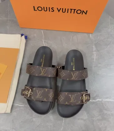 Louis Vuitton Brown Monogram Canvas Bom Dia Flat Slides #A50539 Louis Vuitton Brown Monogram Canvas Bom Dia Flat Slides #A50539