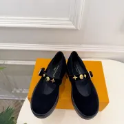 LV Metal Buckle Monogram Velvet Platform Mary Jane Shoes 4.5cm Heel #B68325