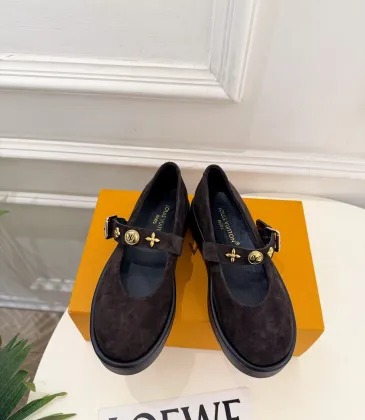 LV Metal Buckle Monogram Velvet Platform Mary Jane Shoes 4.5cm Heel #B68326