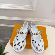 LV Metal Buckle Monogram Velvet Platform Mary Jane Shoes 4.5cm Heel #B68330