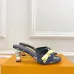 LV CUBE Metal Block Heel Silk Slide Sandals 6.5cm Heel #B68504