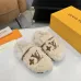 Louis Vuitton Cozy Fluffy Slippers with Leather Straps and Brand Embellishments #A54596