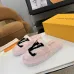 Louis Vuitton Cozy Fluffy Slippers with Leather Straps and Brand Embellishments #A54601