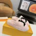 Louis Vuitton Cozy Fluffy Slippers with Leather Straps and Brand Embellishments #A54601