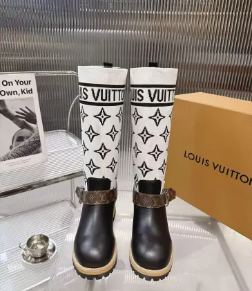 LV Monogram Knit Spliced Knee‑High Stretch Rider Boots #B68409