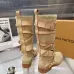 LV Vintage Multi‑Strap Suede Knee‑High Rider Boots Block Heel #B68402