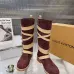 LV Vintage Multi‑Strap Suede Knee‑High Rider Boots Block Heel #B68403