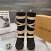 LV Vintage Multi‑Strap Suede Knee‑High Rider Boots Block Heel #B68404