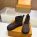 Louis Vuitton Brown Suede Winter Boots with Monogram Embroidery, Adjustable Buckle, and Chunky Sole #B69626