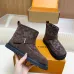 Louis Vuitton Brown Suede Winter Boots with Monogram Embroidery, Adjustable Buckle, and Chunky Sole #B69626